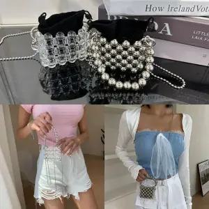 [라일리] Rly 펄구슬미니크로스백 투명 캐쥬얼 패션 여성 가방 실버