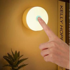360도 원터치 LED 무선 벽 무드등 충전식 배터리 아이방 침실 서재 무드등 주황색