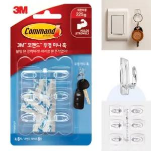 3M 후크 미니 벽 걸이 투명 훅 고리 접착 부착