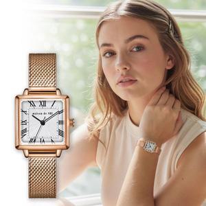 [메종드쉬] 여성 메탈 손목 시계 사각 로마 MDS-401MRG