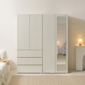 [케이컴퍼니] LPM 이음 푸시1600장롱세트CM(3서랍옷장+거울옷장,이불장)