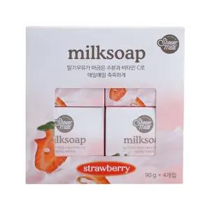 애경 샤워메이트 딸기 우유 비누 90g 4입/세안/미용/세면/샤워/세숫/손/목욕/화장/목욕탕/욕실/세안용/일반