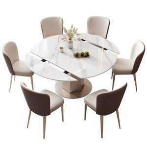 6인용 식탁 세트 대리석 원형 고급식탁 펜션 확장식 회전식