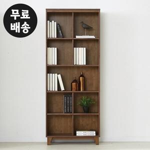 [벤티스가구]레빈 고무나무 원목 5단 책장 서재 전면 거실형 책꽂이 높은 깊은 오픈형(800)
