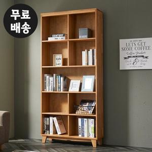 [벤티스가구]엔드 원목 서재 고무나무 전면 책꽂이 오픈 인테리어 아이방 높은 5단 책장(800)
