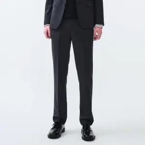 [에스티코] 슬림핏 울 혼방 트윌 솔리드 수트팬츠 (그린)