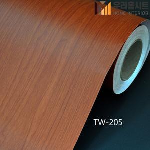 생활방수 간편한 접착식 컬러 원목나무시트지 TW-205 체리무늬목-외 현관문/방문/벽지/싱크대/홈데코/가구/리폼/셀프DIY 길이 2m5m