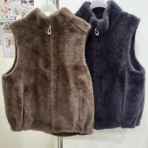 [무자크]하이넥 페이크  퍼조끼(MO9WVT02)_YS