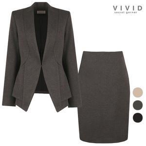 SET 여성 안나 가을겨울 노카라 정장자켓+스커트 세트