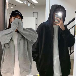 남녀공용 심플 오버핏 후드 집업 2color 가을 잠바 학생 아우터 티 간절기
