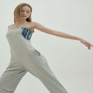 스트링 요가 점프수트 오픈숄더 와이드