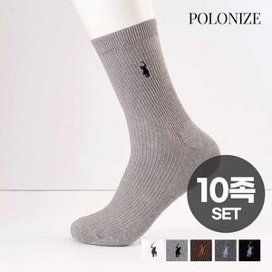 [메리삭스][폴로나이즈] 10켤레 SET 솔리드 로고자수 맨삭스 남성양말