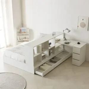 파로마 미뇽 책상 책장선반 파티션 공간분리형 수납침대 풀세트 (수납침대+책장+책상세트)