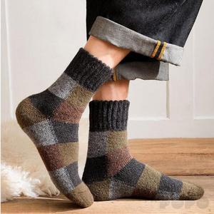 포포 남자 방한 체크 울 발목 양말 두툼한양말 여성울양말