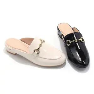 갤러리아 세라 여성 소가죽 라운드 토 장식 블로퍼 C23M701 2컬러 2CM