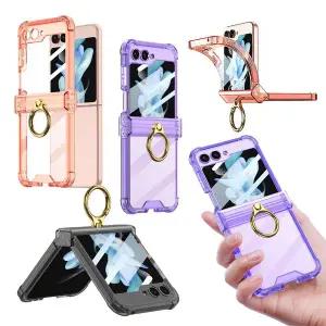 갤럭시z플립 6 5 4 파스텔 컬러 투명 힌지 보호 골드 링 손잡이 실리콘 에어 범퍼 지플립 케이스