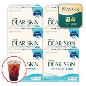 깨끗한나라 디어스킨 에어쿨링 중형 16개입x6팩+메가커피(ICE)
