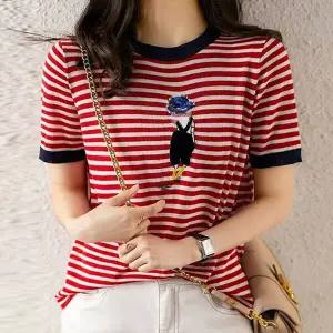 [유어하젤] 딘크 캐릭터 스트라이프 라운드 반팔 티셔츠_M1228