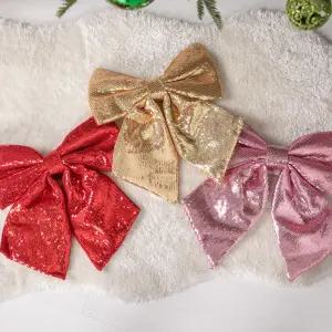 [3개 구매시 1개 추가] 크리스마스 완성 리본 장식 트로트 25cm 3컬러 트리 소품 용품 파티 스팽글 데코