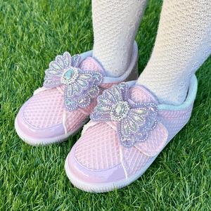 루나 매쉬 글리터 리본 LED 여아 슬립온