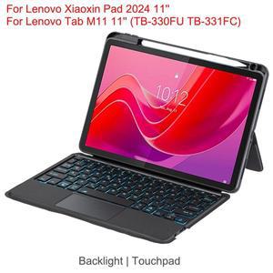 Lenovo Tab M11 용 백라이트 키보드 케이스 인치 TB-330FU Xiaoxin Pad 2024 펜 슬롯이있는 커버