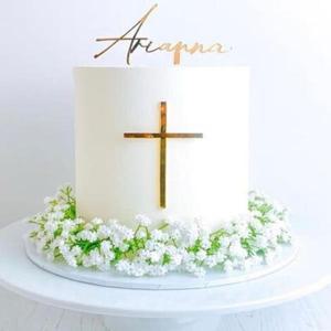 꽃 사용자 정의 새로운 도착 기독교 십자가 아크릴 케이크 장식 신의 축복 케이크 토퍼 파티 베이킹 케이크