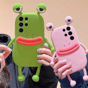 갤럭시 s25 s24 s23 s22 s21 s20 노트20 10 귀여운 커플 졸린 개구리 인형 캐릭터 실리콘 케이스