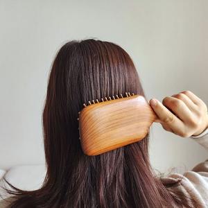 시골감성마켓 올 우드 쿠션 헤어 브러쉬 두피 마사지 빗