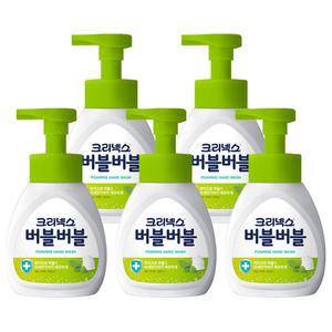 크리넥스 버블버블 포밍 핸드워시 힐링그린향 250ml x 5개 거품비누 손세정제 미세먼지 온가족용 손씻기