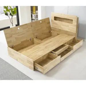 셀럽 고무나무 LED SS) 슈퍼싱글 4단 서랍 수납 원목 침대 프레임 방문설치