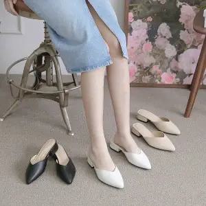 [굽선택 3.5 / 6cm] 뮤트 여성 스틸레토 쿠션 통굽 뮬 블로퍼 (OL-3340+5340)