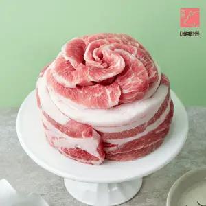 [롯데백화점]대정한우 대정한돈 삼겹 항정 꽃 케이크 700g (삼겹살600g+항정살100g)