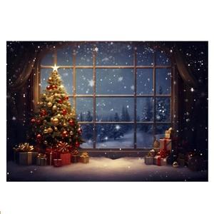 크리스마스 트리 눈송이 파티 장식 배경 천   사진 배경 천  내구성 E  210x150cm