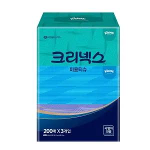 크리넥스 미용 티슈 콤비 200매 3팩/사무실/오피스/가정용/휴지/화장지/천연펄프/사각/어린이집/유치원