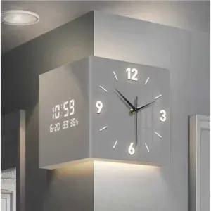 코너 LED 벽시계 양면 모서리 조명 인테리어 시계