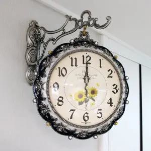 [하이아트]로즈 해바라기 주석도금 주물 양면시계 HBC-269S