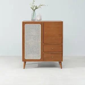 [우아미]레보네 라탄 원목 3단 7칸 수납장