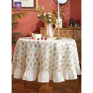 꽃무늬 원형 대형 식탁보 빈티지 레트로