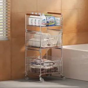 빨래 바구니 올스텐 스텐 철제 이동식 트롤리 다용도