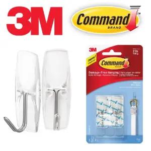 3M 코멘드 강력 투명 와이어 후크걸이 2입/부착/고리/벽후크/무타공/벽걸이/접착식/매직/후크/벽고리/접착