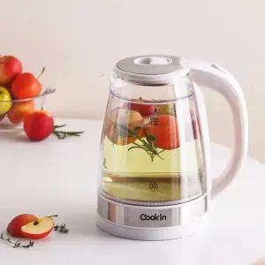 키친플라워 쿠킨 세이프 스텐 304 고속 가열 이중유리 전기포트 1.8L