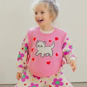 [아이러브제이] M.하트고양이 리본 니트 조끼 MXFTO04