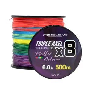 싸파 미라클 트리플악셀 8합사 500M 6호 오색 멀티/바다합사줄/8합사500/우럭낚시줄/배스낚시줄/갈치낚시줄