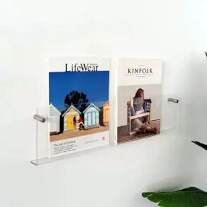 은플 인테리어 투명 벽선반 잡지꽂이 카페 책 수납 진 2단선반 미니선반 다용도선반