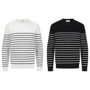 [롯데백화점]리얼지오지아 2컬러] 25년신상 워셔블 스트라이프 라운드니트 ADF1ER1902