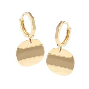 14K GOLD 웨이브 코인 드롭 원터치 링 금 귀걸이