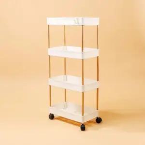 이동식선반 진열대 슬림 4단 세탁실 이동형선반 이동식선반 틈새수납선반 슬림선반