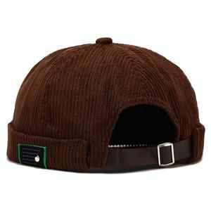 XYIYI 남성 코듀로이 챙 없는 모자 도커 캡 세일러 작업자 롤 커프 레트로 비니