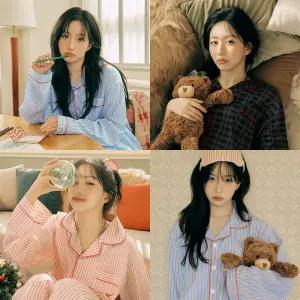 [전품목 10%] 25 FW 신상품 오픈 커플 남성 여성 실크 코튼라이크 소프킨 긴팔 잠옷 세트 원피스 홈웨어 커플파자마