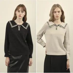 갤러리아 올리비아로렌 카라 배색 티셔츠 VOCAL4W9171